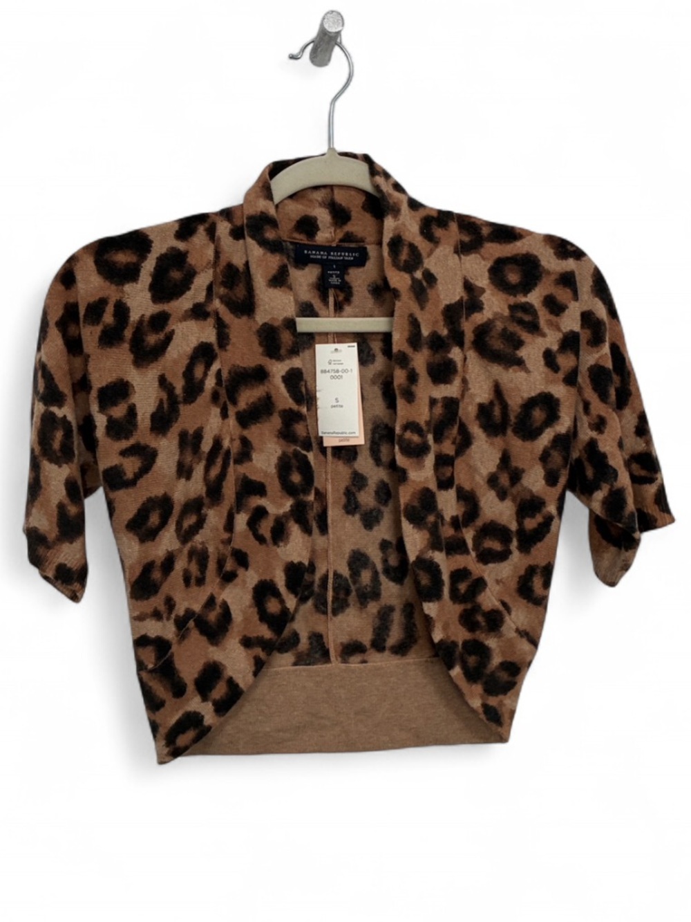 NWT Banana Republic Leopard Print Italian Yarn Cashmere Blend Cropped Cardigan